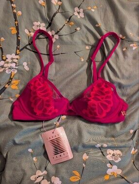 Savage-Fenty Red Lace Unlined, Underwire Bra